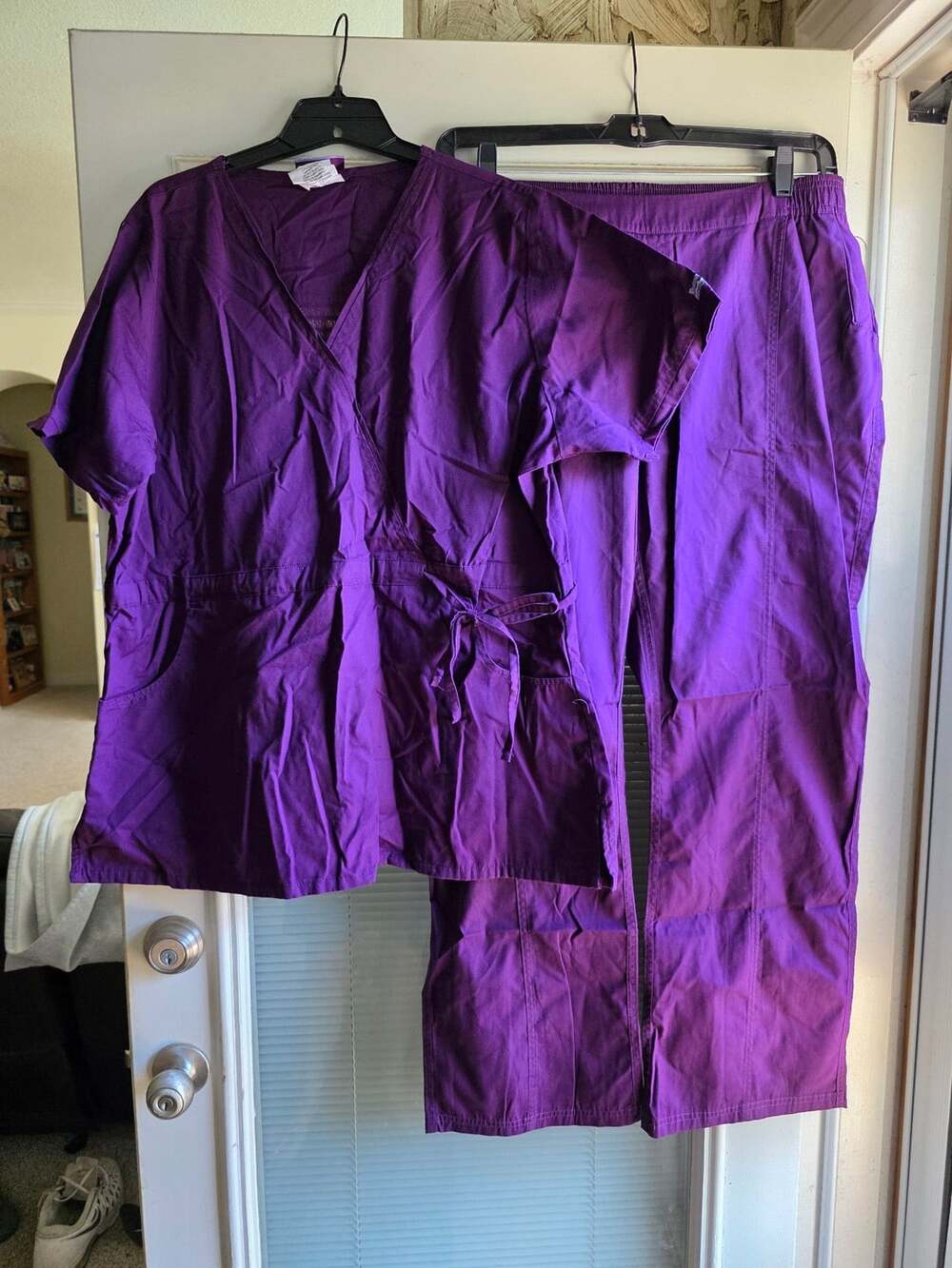Uniform Advantage UAScrubs Size XL Top Pants Purple Scrub Set